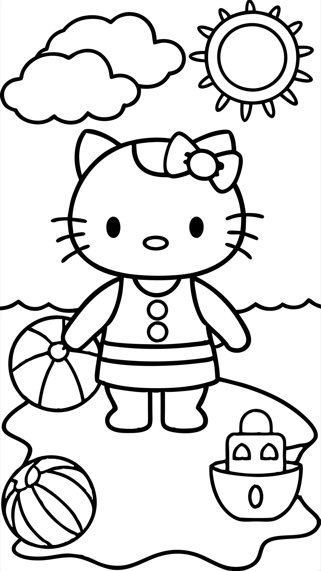 paginas para colorear de la playa de hello kitty